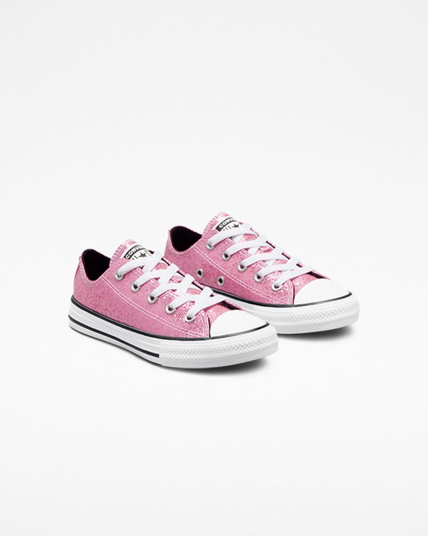 Tenis Converse Chuck Taylor All Star Glitter Cano Baixo Menina Rosa Pretas | PT G040758